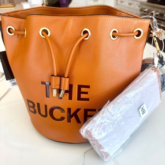 The Bucket Hobo Brown Vegan Leather Bag & Wallet - New with Tags - Picture 3 of 8